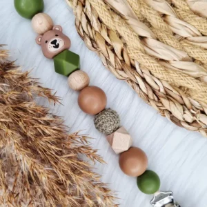 Attache tétine ours vert