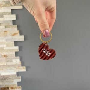 Porte clés terracotta/bordeaux – Mamie chérie