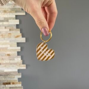 Porte clés pêche/ocre – Je t&rsquo;aime mamie