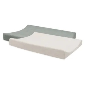 Housse matelas à langer éponge – 2 unités (sea green & ivory)