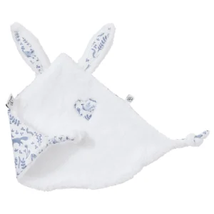 Doudou lapin petit coeur – Blanc/bleu