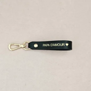 Porte-clé cuir noir – Papa d&rsquo;amour
