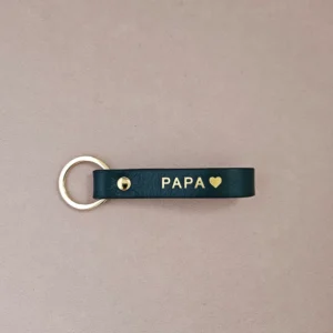 Porte-clé cuir vert – Papa