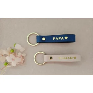 Porte-clé cuir bleu – Papa