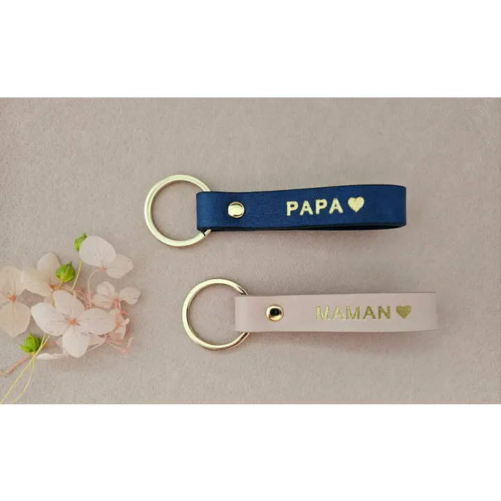 Porte-clé cuir bleu - Papa