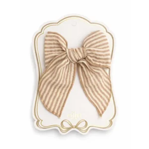 Barrette à noeud – Rayures caramel